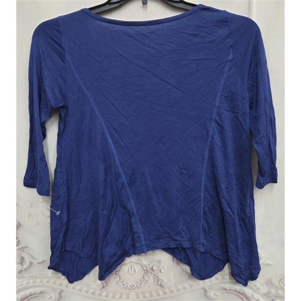NWOT Eileen Fisher XS Silk & Cotton Scoop Neck LS T Shirt Blue 132024